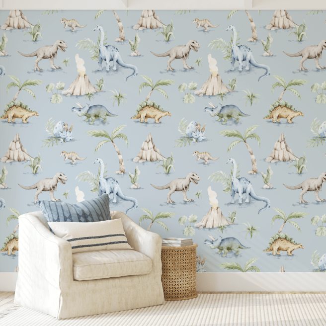 Dinosaurus Blue Kids Wallpaper