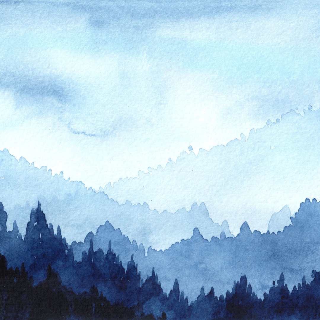 Blue Misty Mountains Landscape Wall Mural