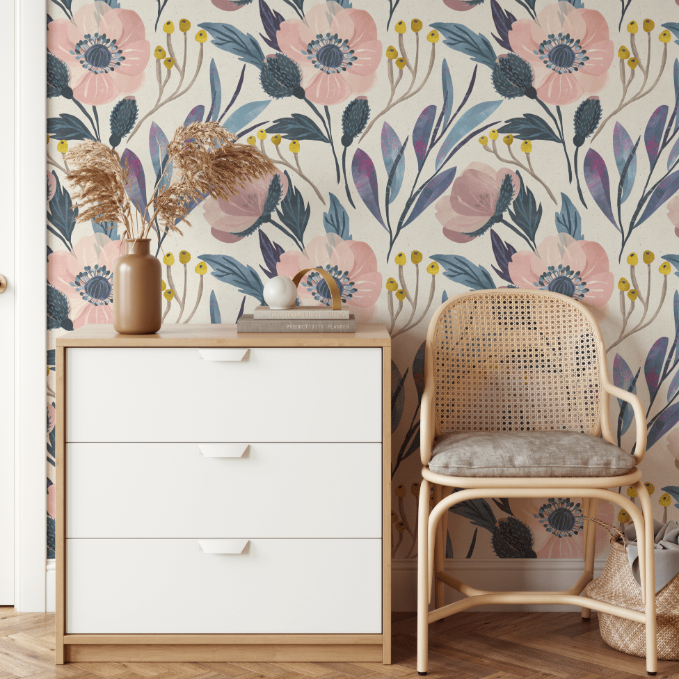 Bold Botanicals Retro Floral Wallpaper