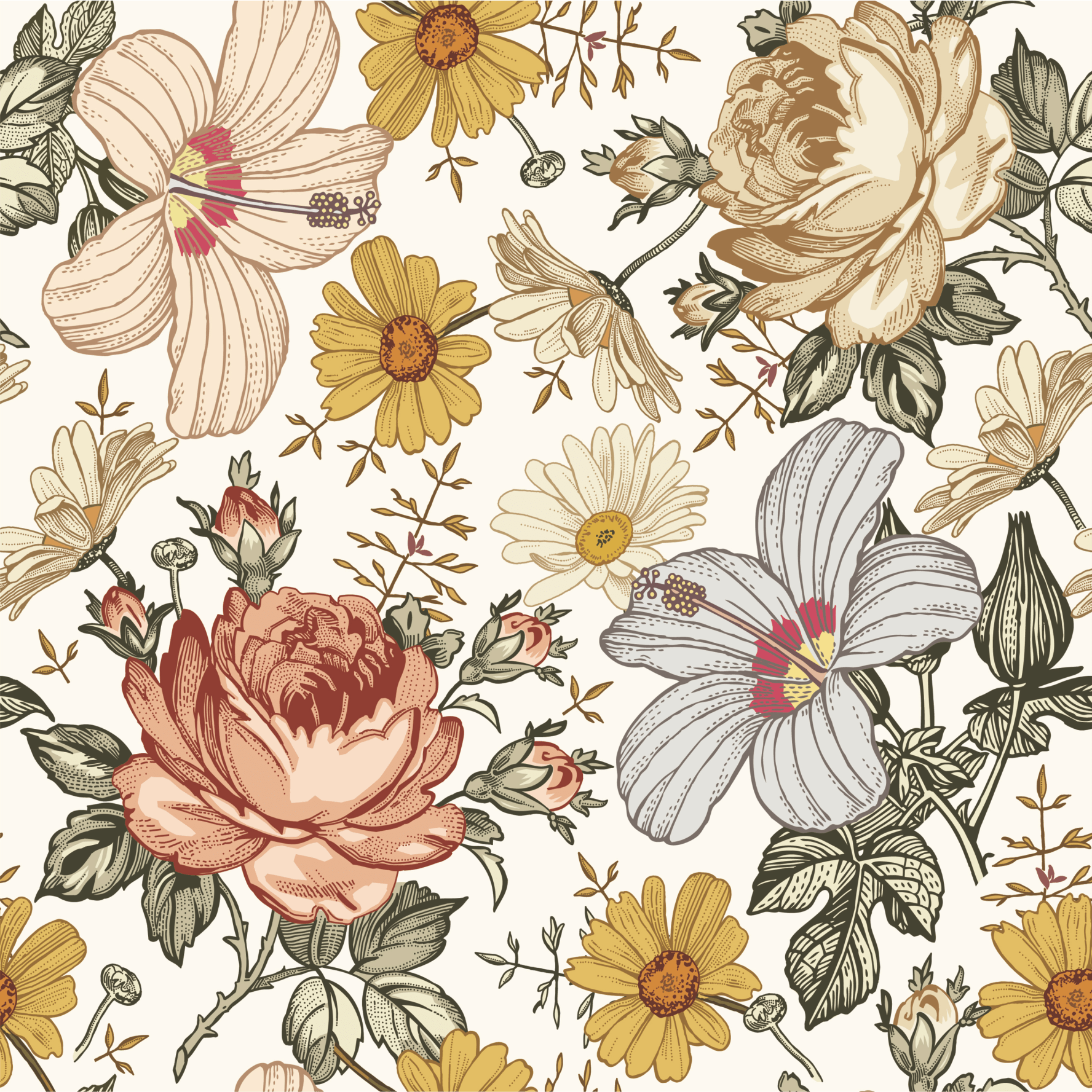 Daphne Vintage Boho Floral Wallpaper