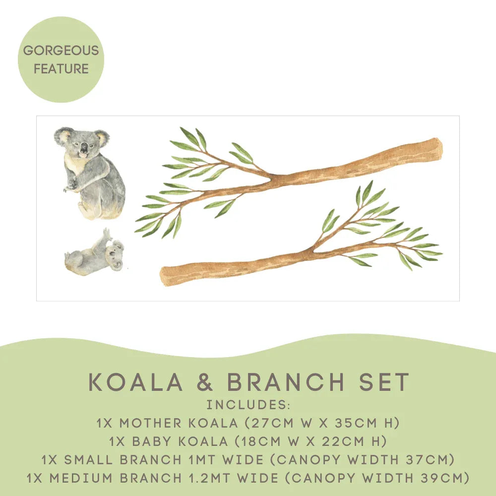Koala and Branch Set with a 1m small branch and a 1.2m medium branch