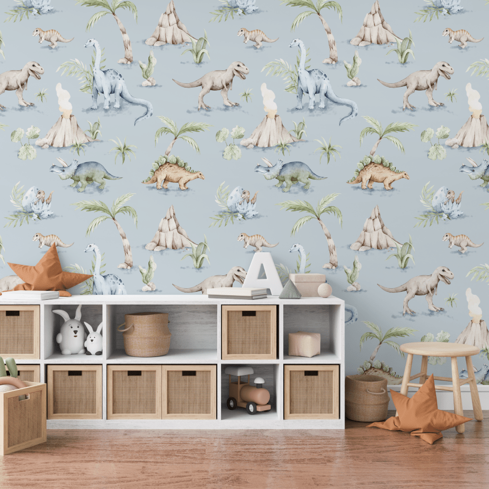 Dinosaurus Blue Kids Wallpaper