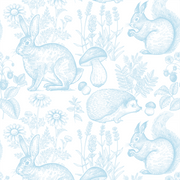 Blue Forest Friends Woodland Nursery Wallpaper