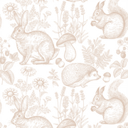 Forest Friends Woodland Animals Linen Wallpaper