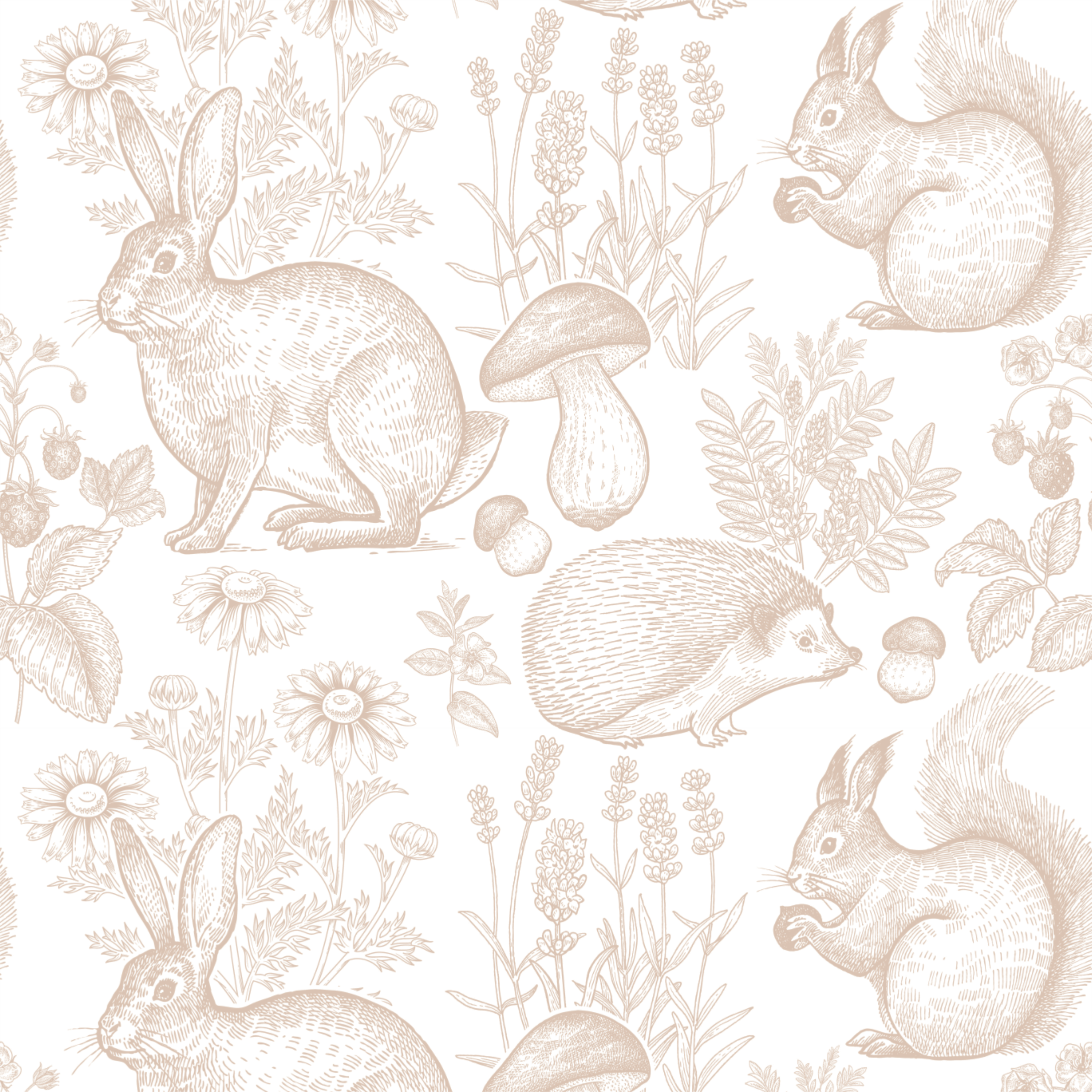 Forest Friends Woodland Animals Linen Wallpaper