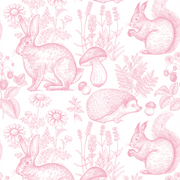 Forest Friends Woodland Animals Pink Wallpaper