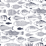 Gone Fishing Ocean Navy Blue Wallpaper