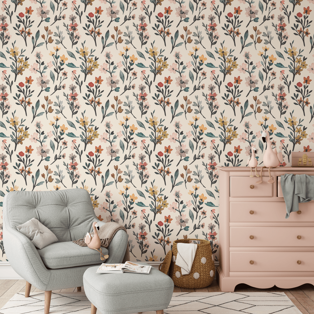 Hadley Boho Floral Rustic Wallpaper