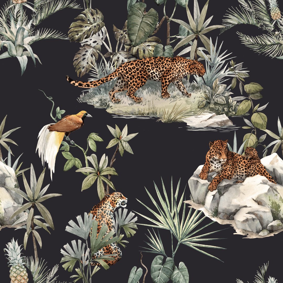 Jungle Fever Leopard Tropical Rainforest Wallpaper