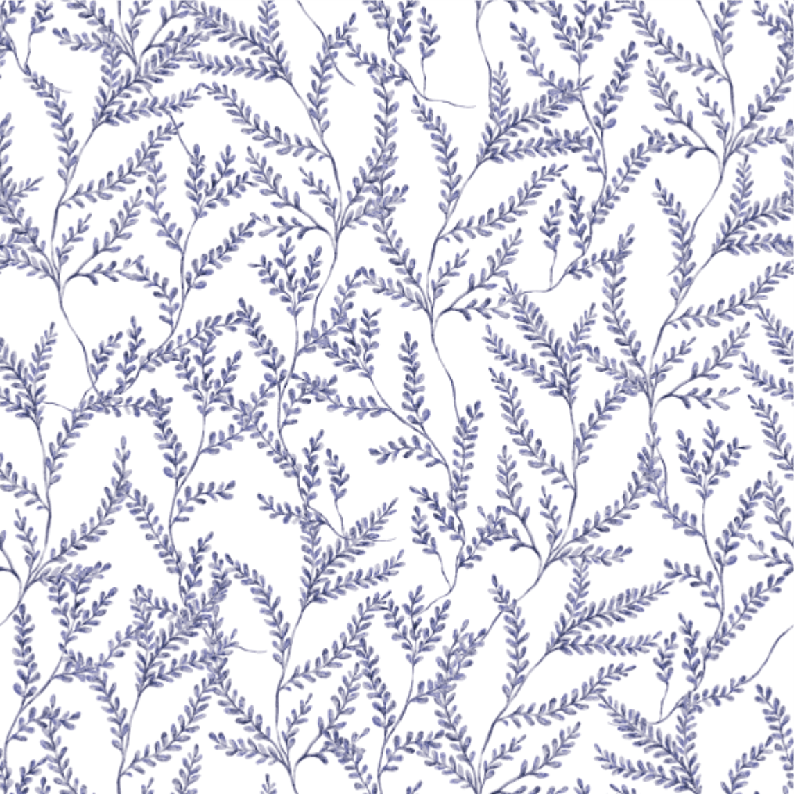 Mae Farmhouse Foliage Blue Wallpaper