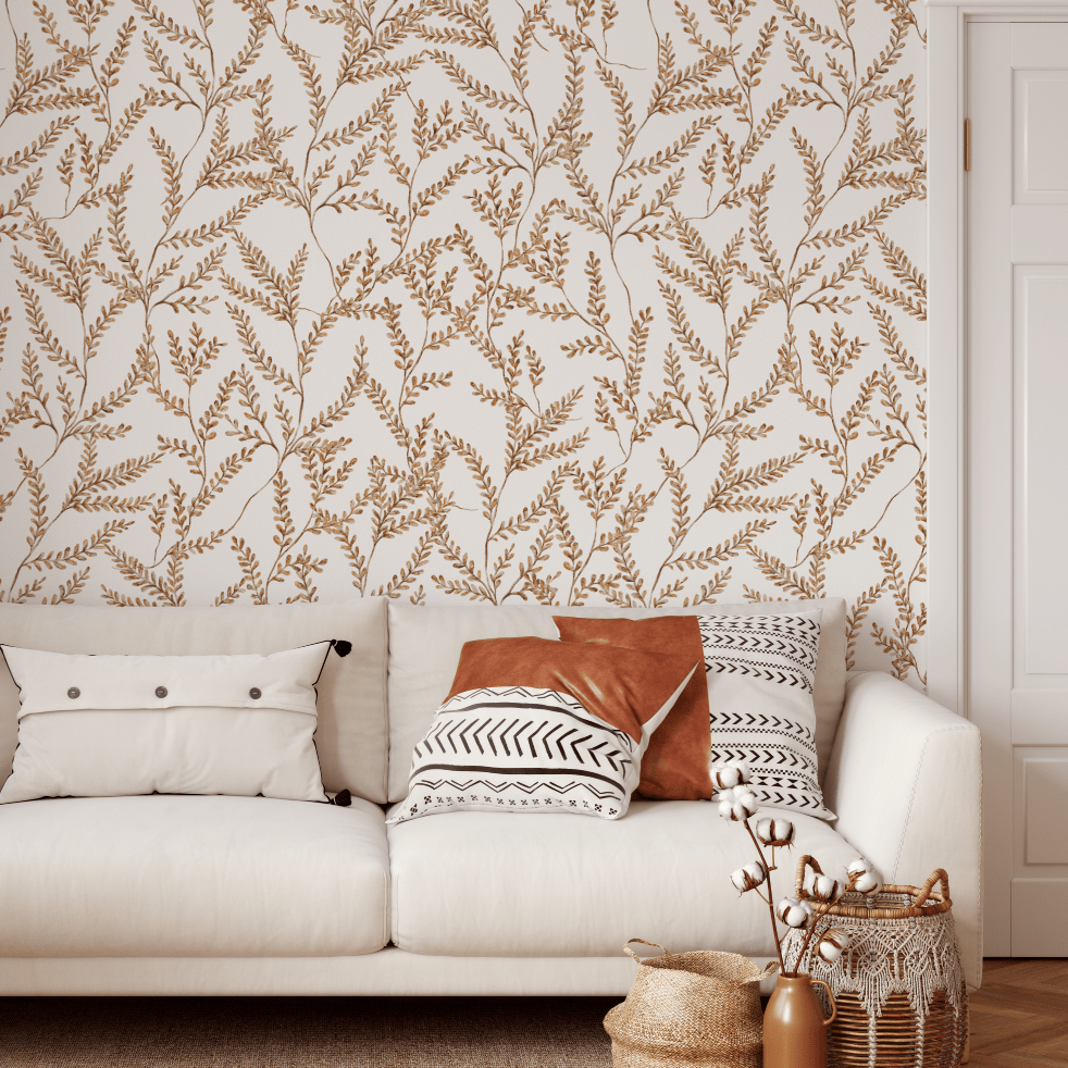 Mae Farmhouse Foliage Rust Wallpaper