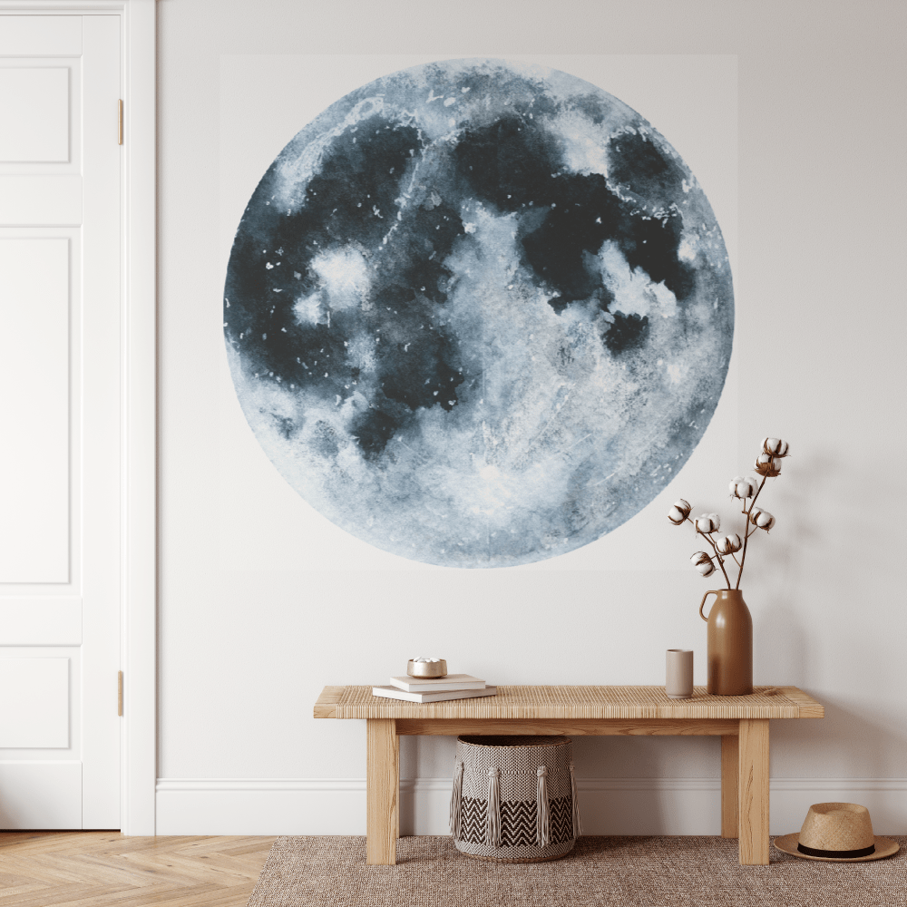 Watercolour Moon Wall Decal (bonus 2x Owls)