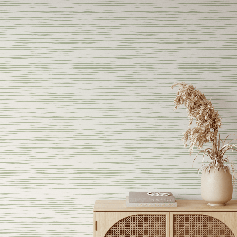 Morgan Sage Green Lines Wallpaper