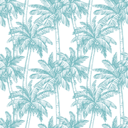 Aqua Tropical Palms Beachhouse Wallpaper