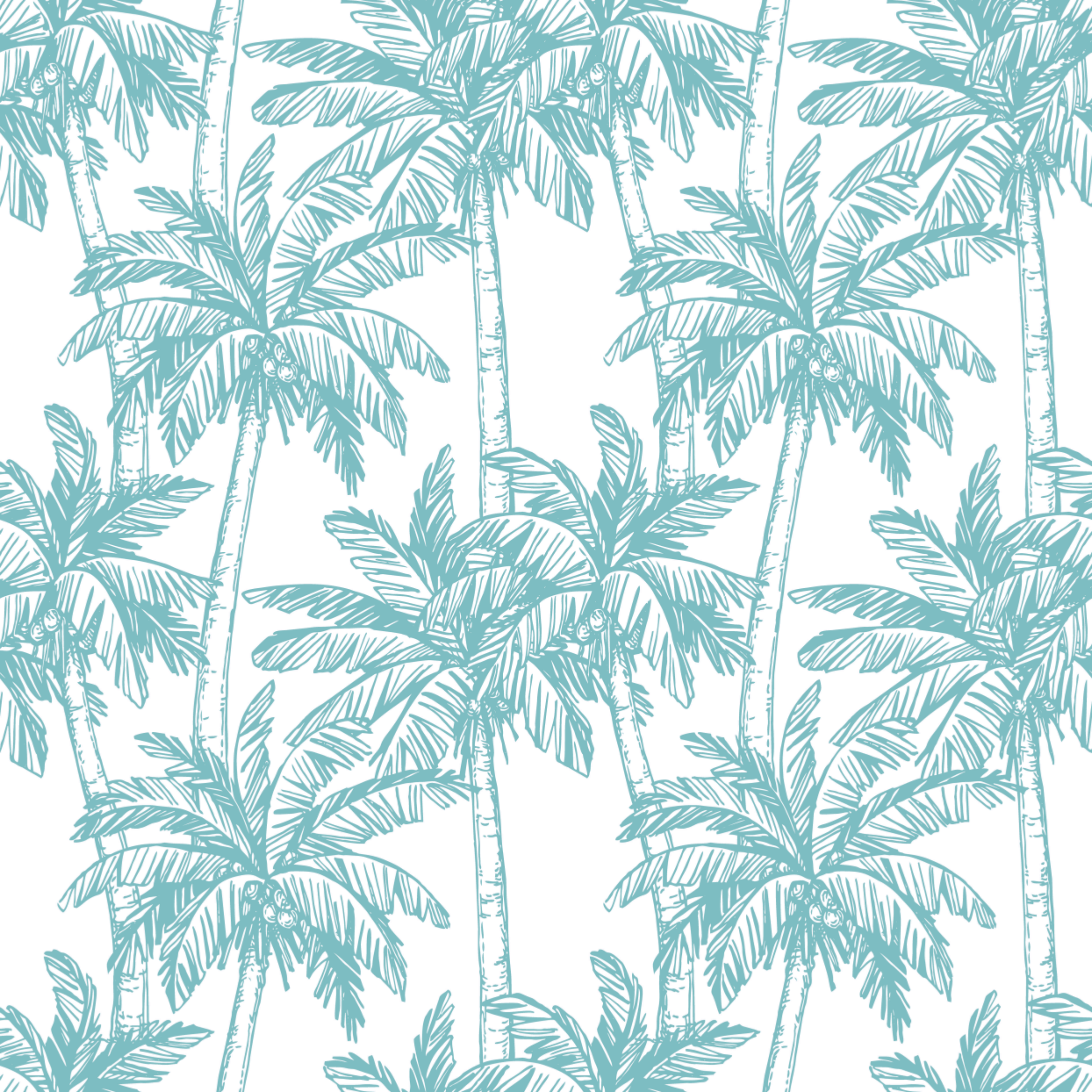 Aqua Tropical Palms Beachhouse Wallpaper