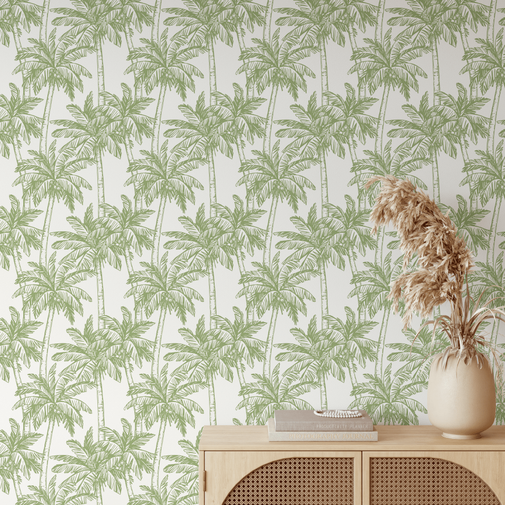 Olive Tropical Palms Wallpaper