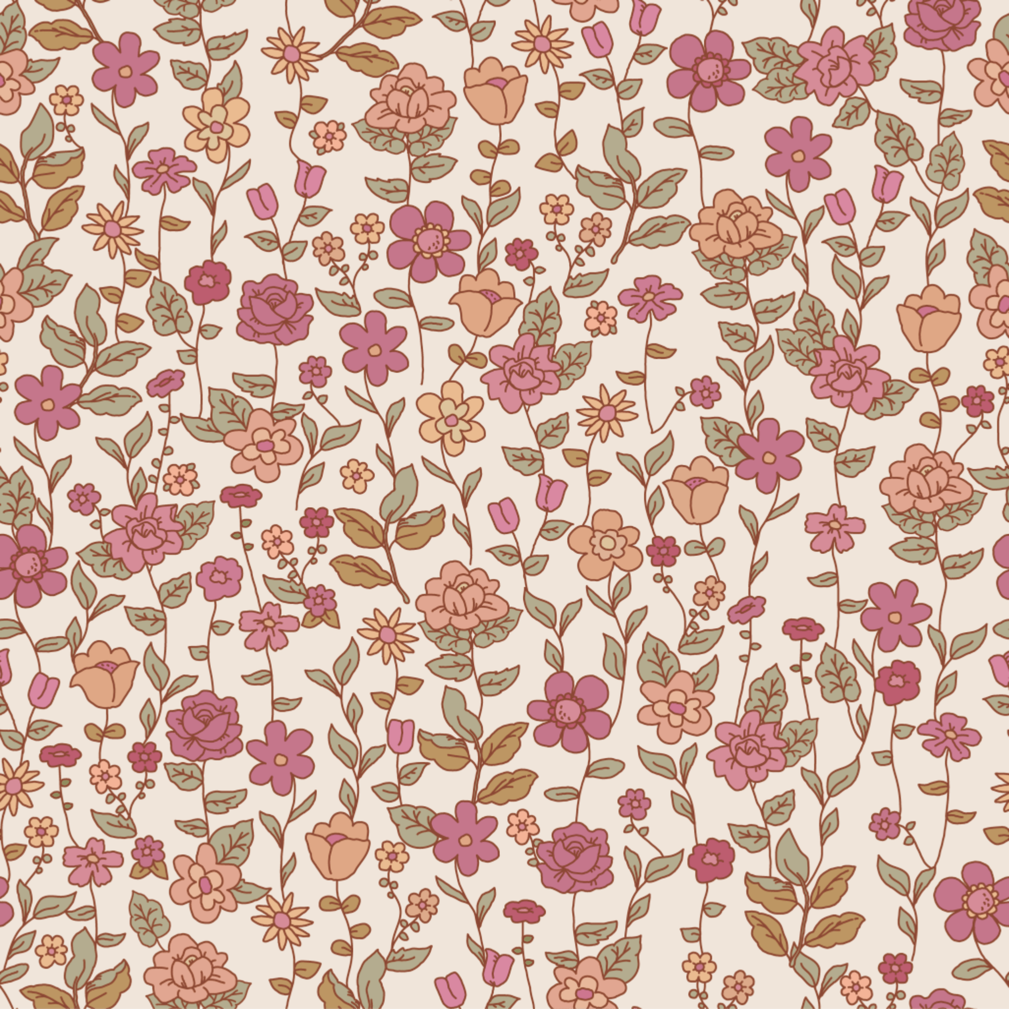 Pia Rustic Farmhouse Floral Wallpaper