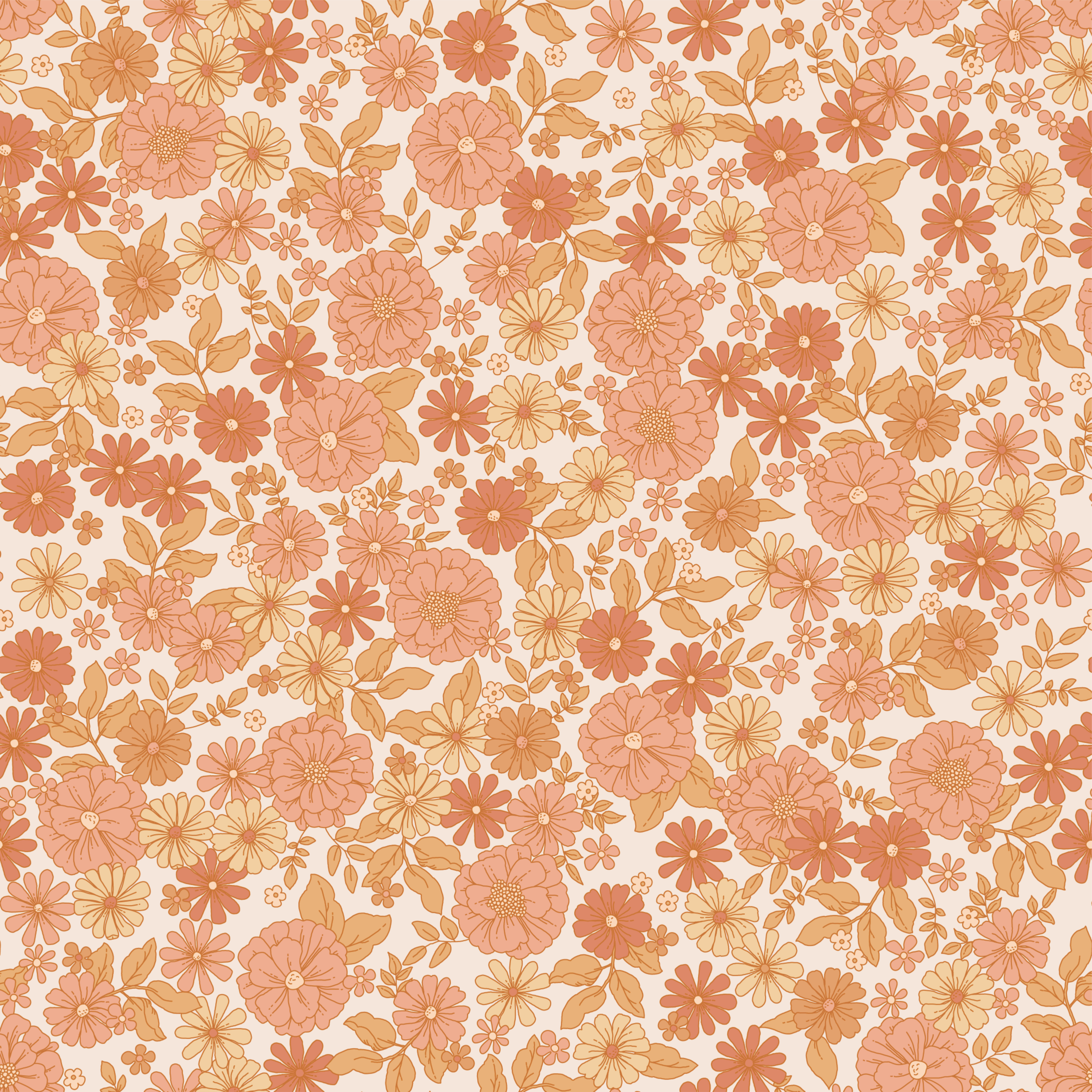 Piper Boho Earth-Tone Floral Wallpaper