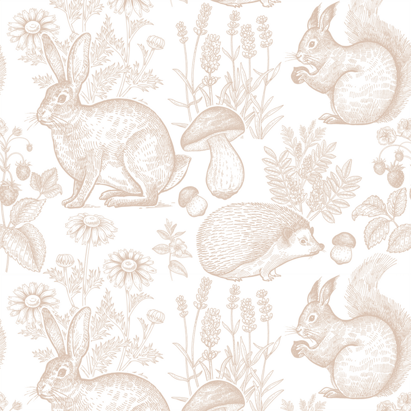 Forest Friends Woodland Animals Linen Wallpaper