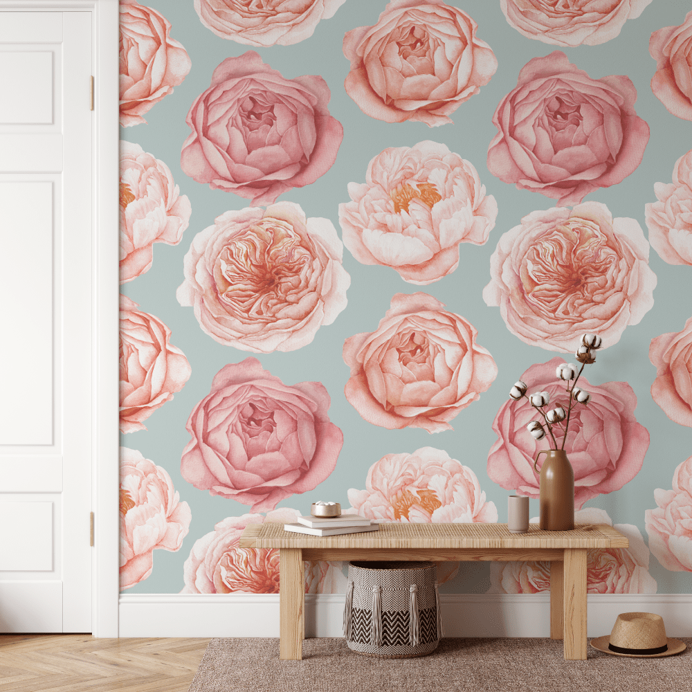 Peony Wonderland Romantic Pink Rose Bloom Wallpaper