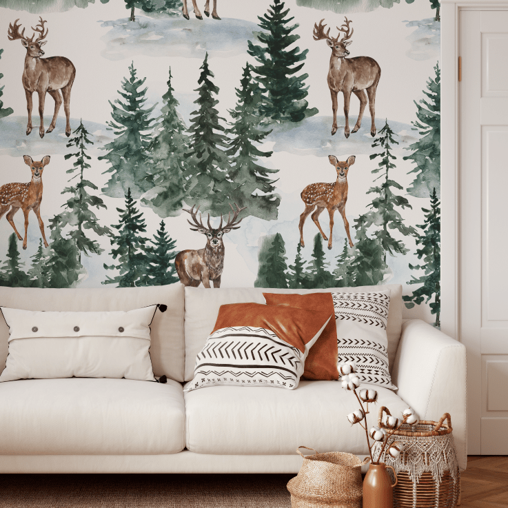 Prescott Woodland Forest Deer Wallpaper