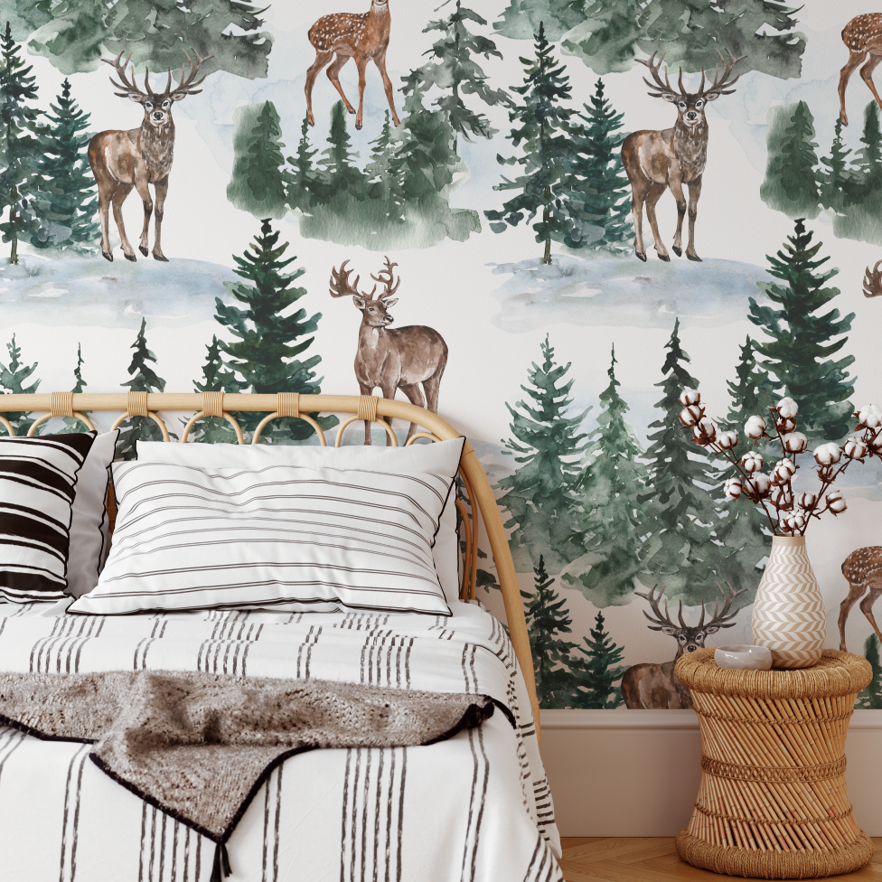Prescott Woodland Forest Deer Wallpaper