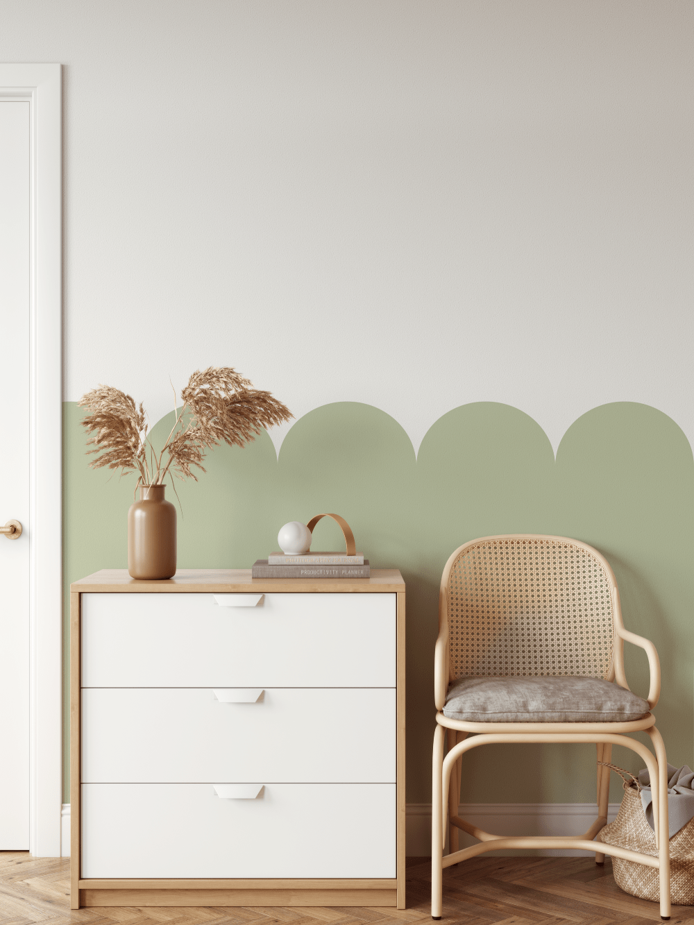 Scalloped Wallpaper Panel - Green