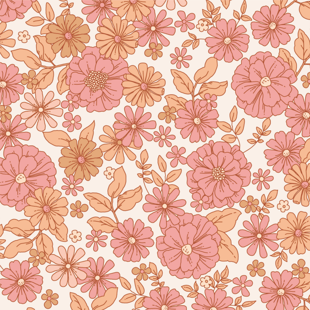 Close-up of the Skye arch decal showing pink and coral retro blooms
