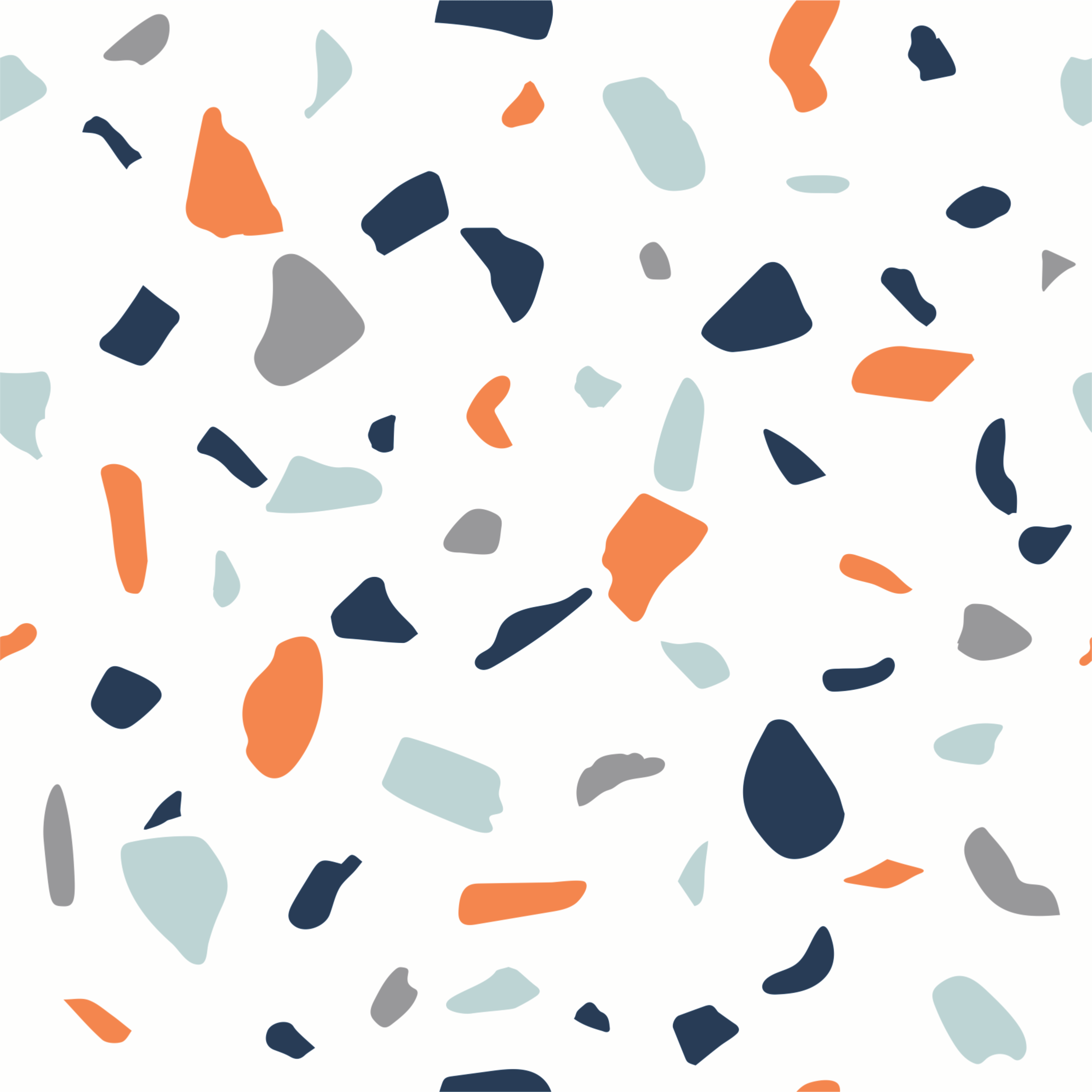 Orange Geometric Terrazzo Patterned Wallpaper