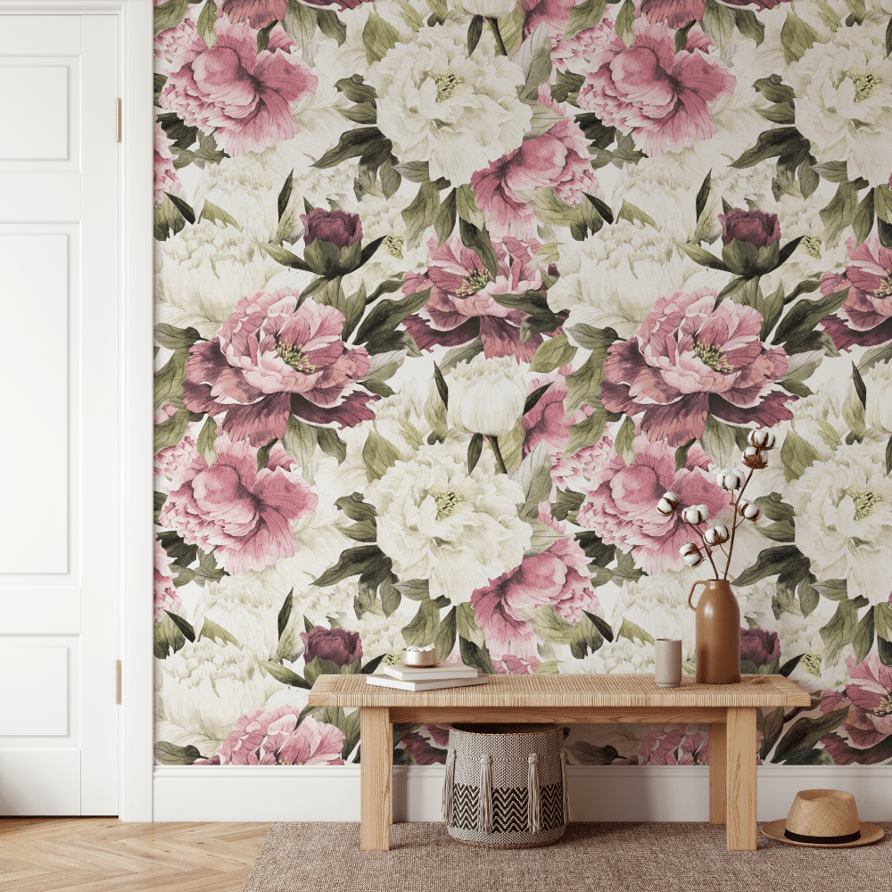 Victoria Vintage Peony & Rose Floral Wallpaper