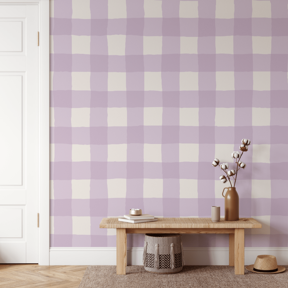 Purple Wavy Check Wallpaper