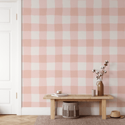 Soft Pink Wavy Check Wallpaper