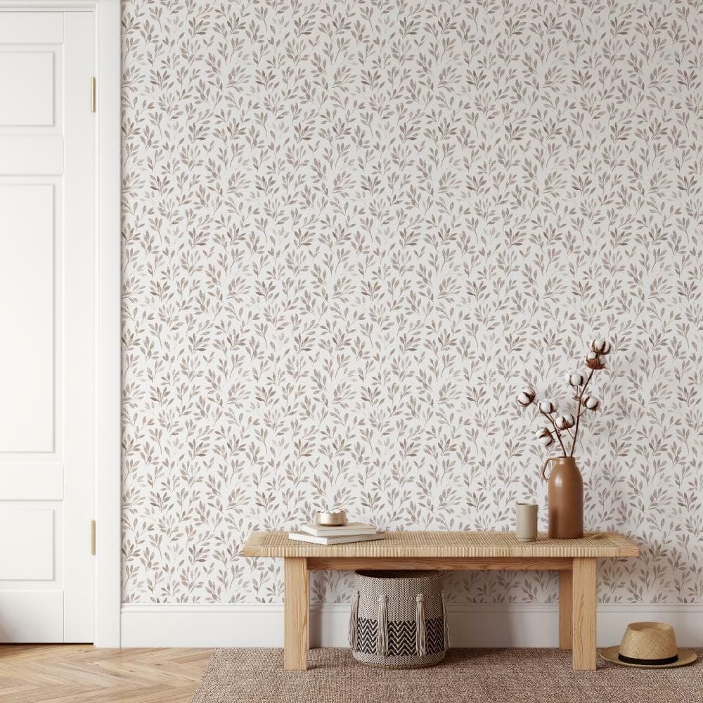 Albie Linen Foliage Rustic Wallpaper