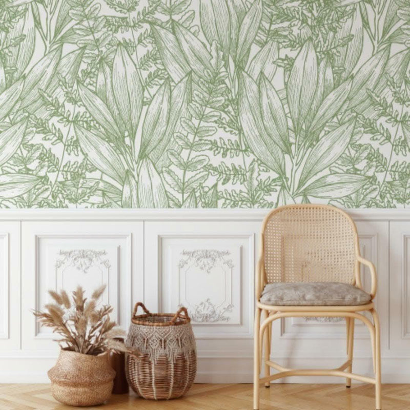 Botanical Green Foliage Leaves Tropical Wallpaper Mural