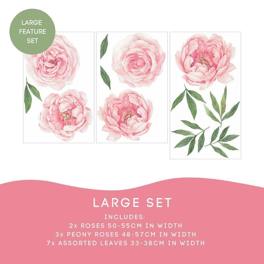 Peony Rose Floral Wall Decals