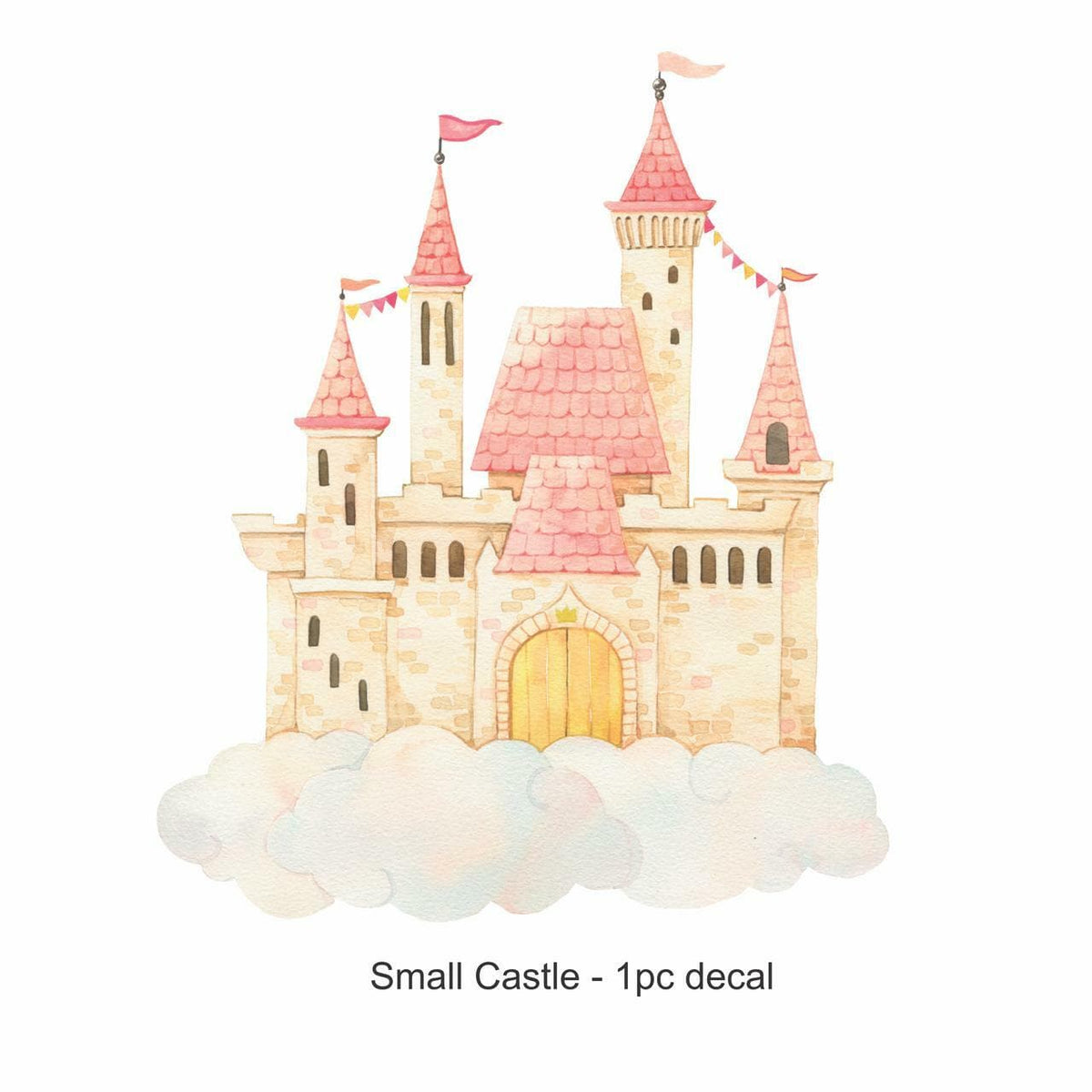 Small princess castle wall decal supplied as a single piece