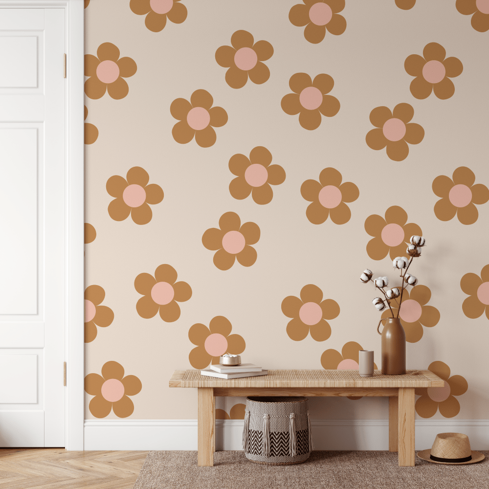 Retro Floral Pattern Wallpaper