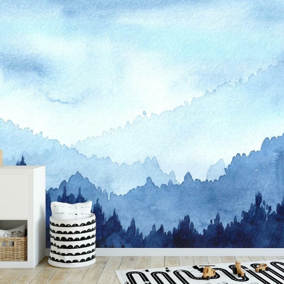Blue Misty Mountains Landscape Wall Mural