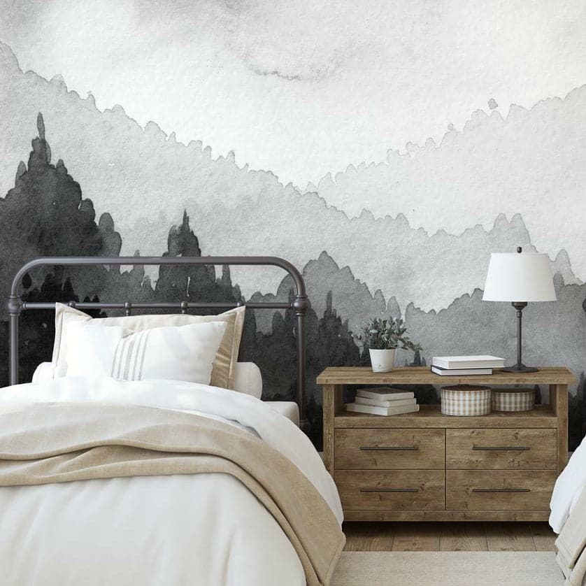 Grey Misty Mountains Wall Mural