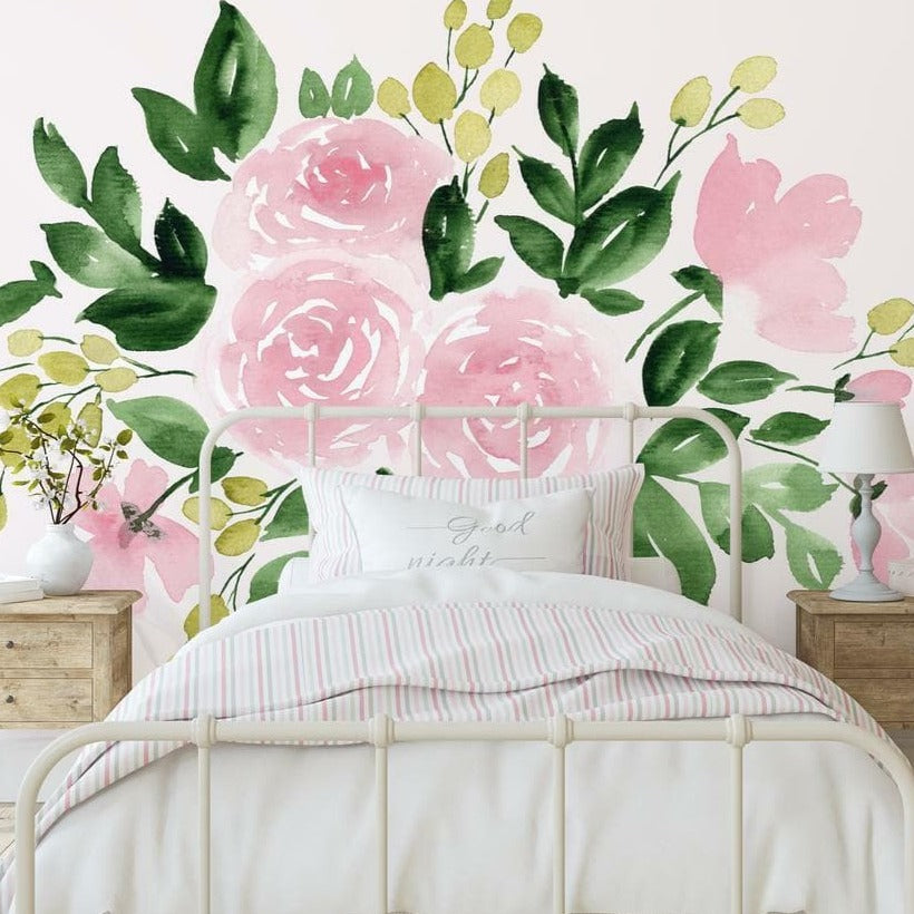 Mia Romantic Floral Watercolour Wallpaper Mural